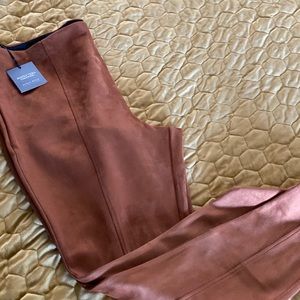 Camel Faux Suede Leggings